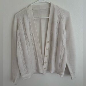 Women's Vintage Cream / Off-white Cable Knit Cardigan
